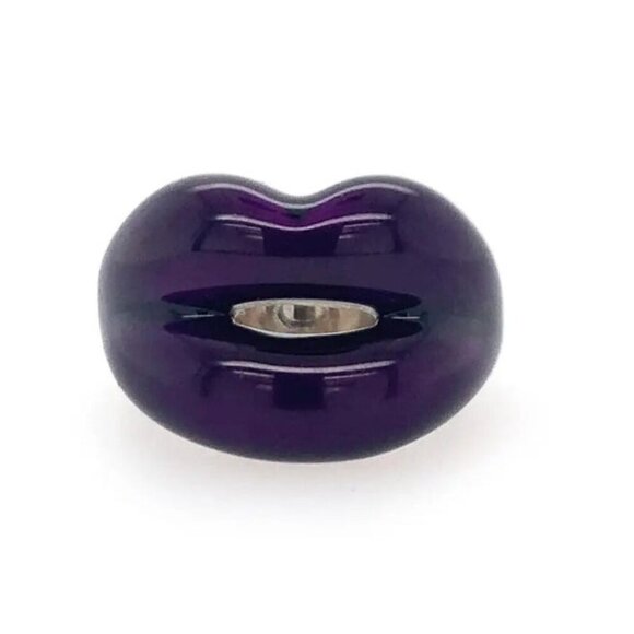HOT LIPS By Solange Azagury-Patridge Purple Lacquer Lip Ring Size 8 - Picture 1 of 9